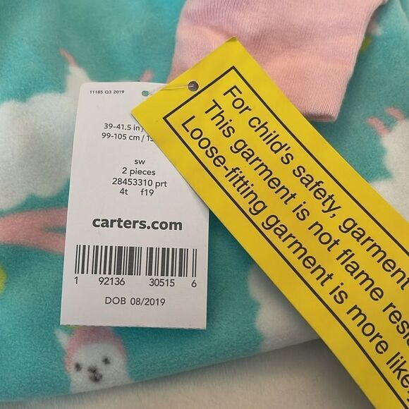 Carters Girls Pajama Set size 4T NWT - Picture 3 of 5
